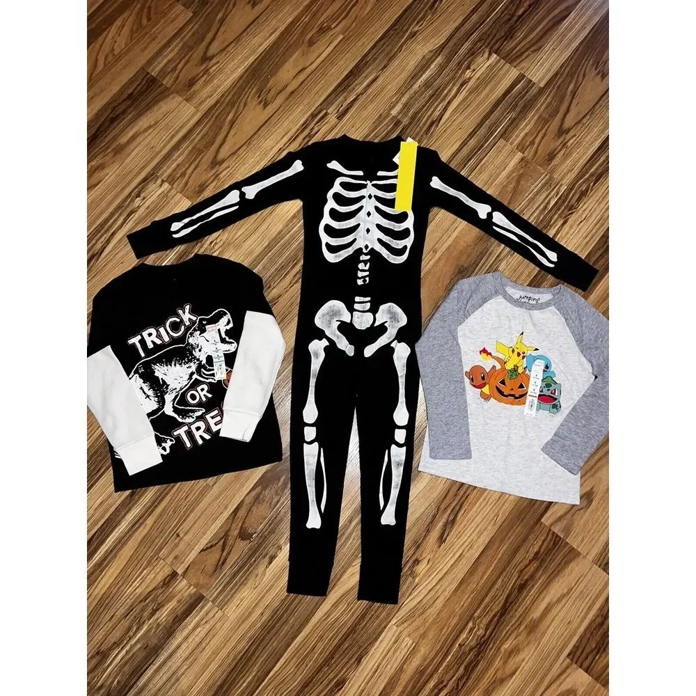 Halloween NEW Boy's Sz 6 Old Navy One Piece Pajama Jumping Beans Shirts Lot Of 3
